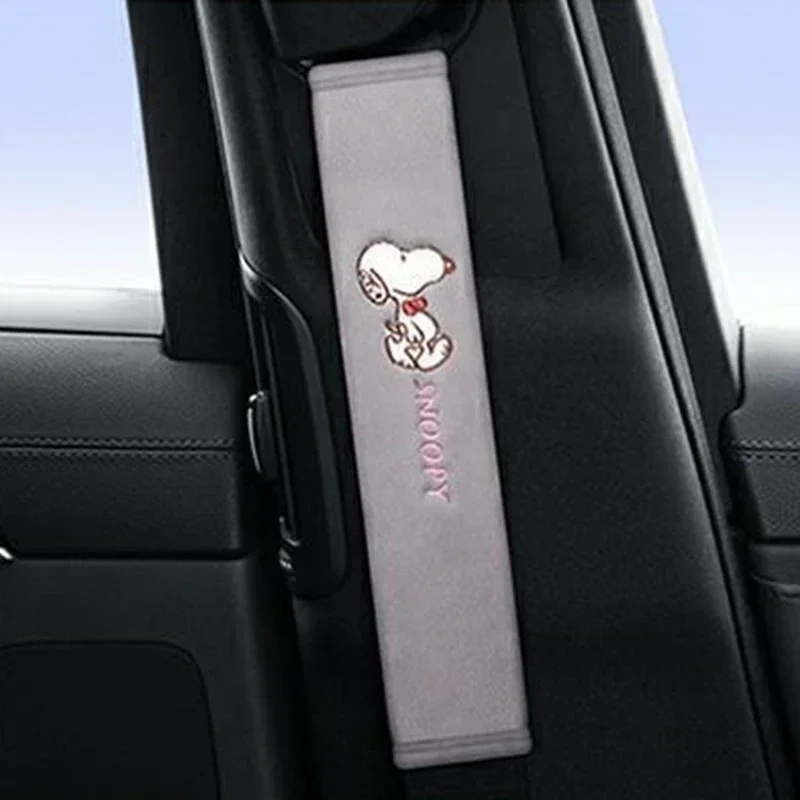 Snoopy Car Seat Belt Case Cotton Car Safety Belts Safety Belt Shoulder Cover Micro-suede Protective Cover 24/27/33CM Universal