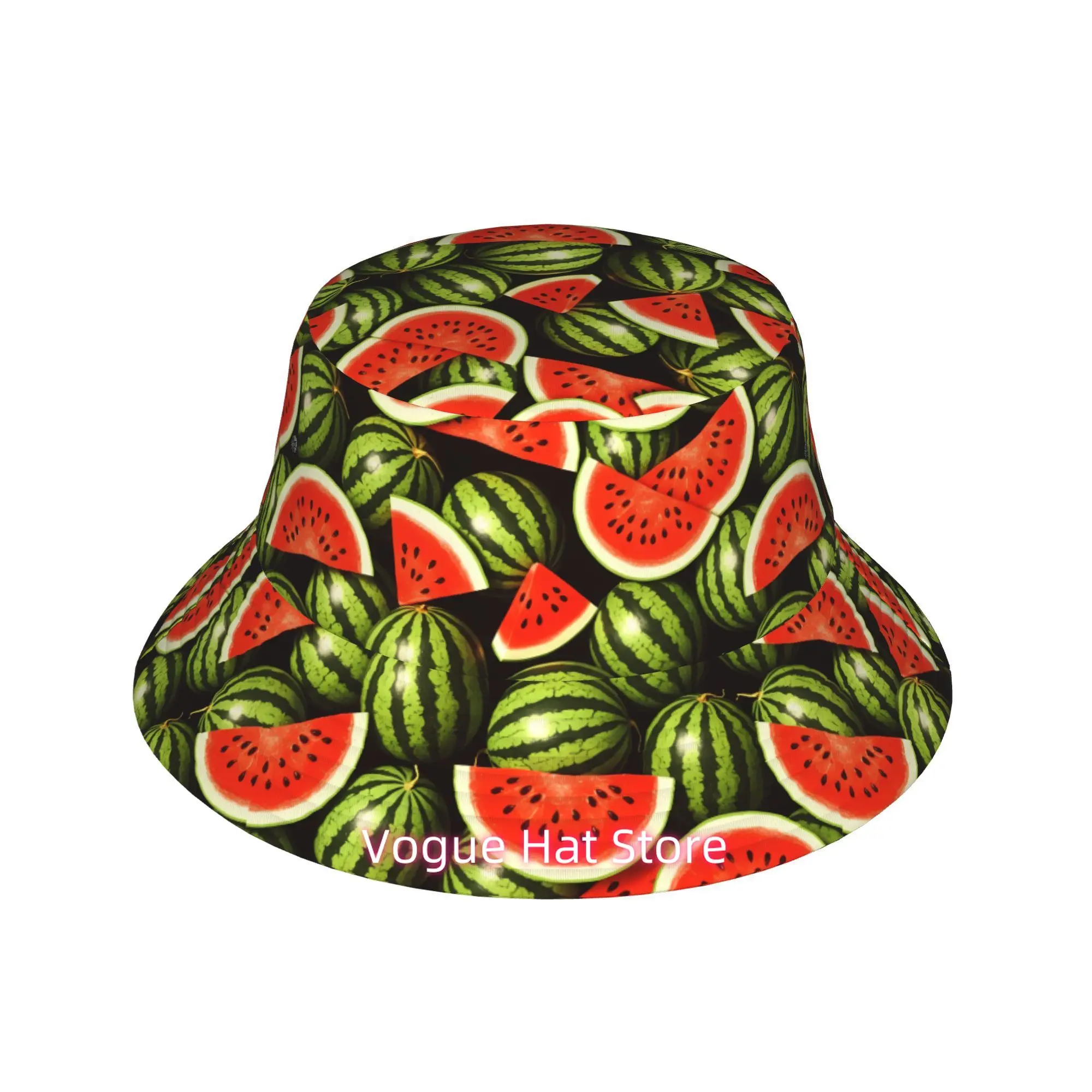 Men' & Women' Watermelon Print Bucket Hat - Adjustable Lightweight Outdoor Cap with Watermelon Slices & Whole Fruit, Suitable fo