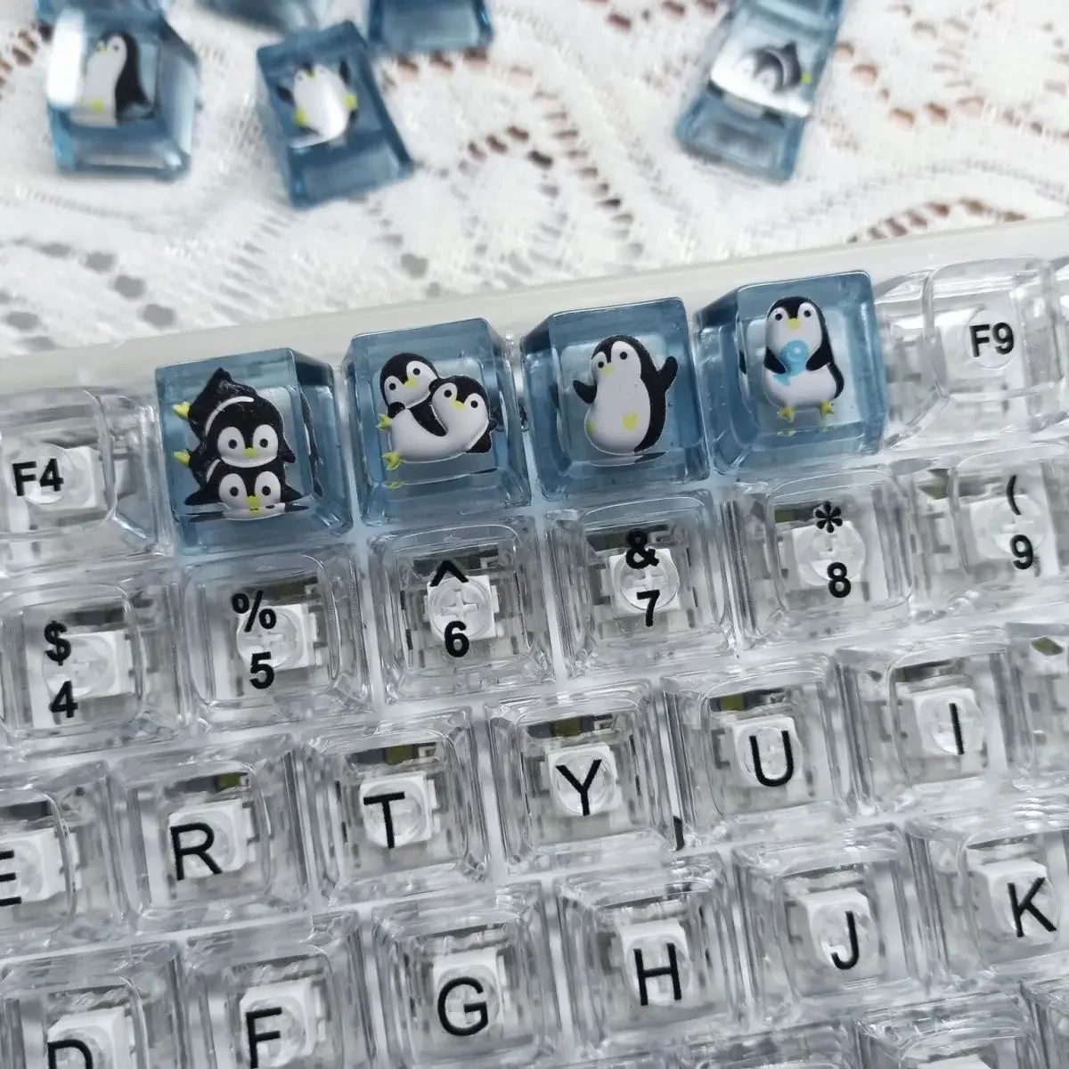 

Penguin mechanical keyboard keycap single personality creative light transmission transparent