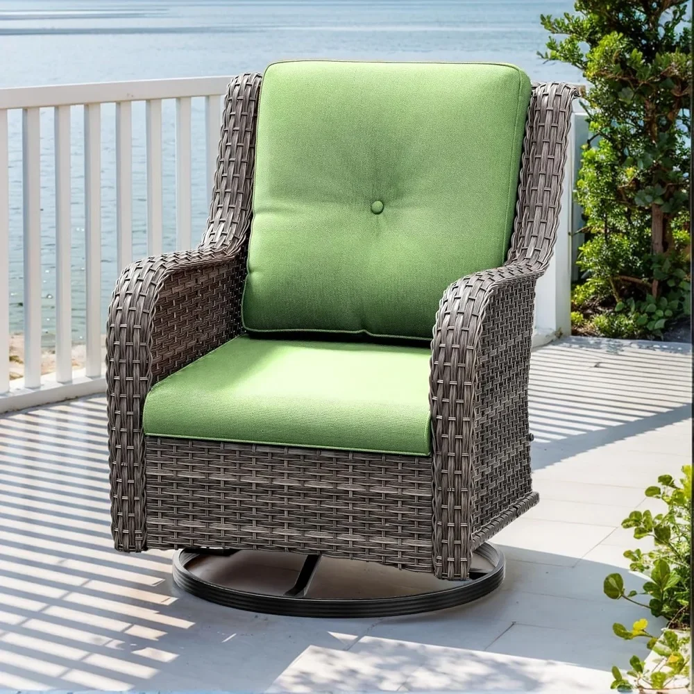 

Outdoor Swivel Rocker Patio Chair - 1 PC Outdoor Wicker Patio Chair with Olefin Fabric Cushions, Suitable for Backyard Deck