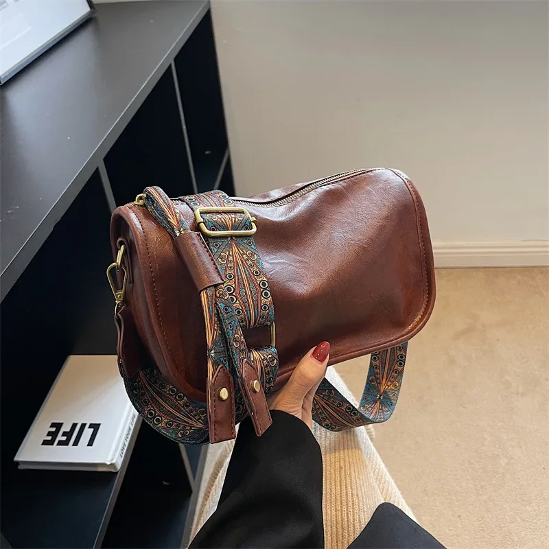 New Fashion Dumpling Oil Wax Leather Bag Diagonal Cross Bag Foreign Trade Temu Popular Bag Women's Single Shoulder Handbag