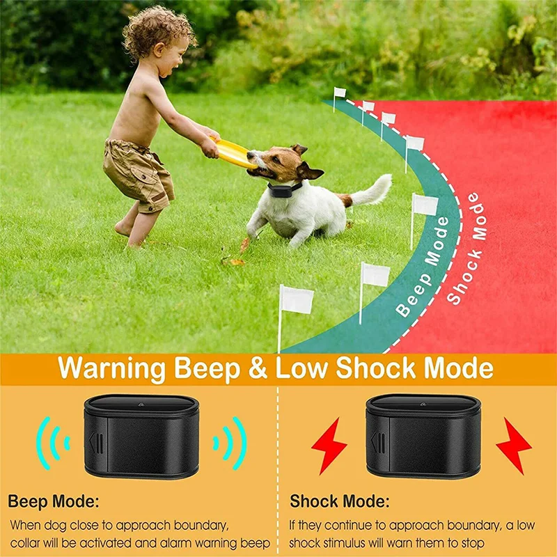 Invisible Wireless Electric Dog Fence System Outdoor Dog Training Remote Control Beep Dog Shock Collar Electric Pet Fence