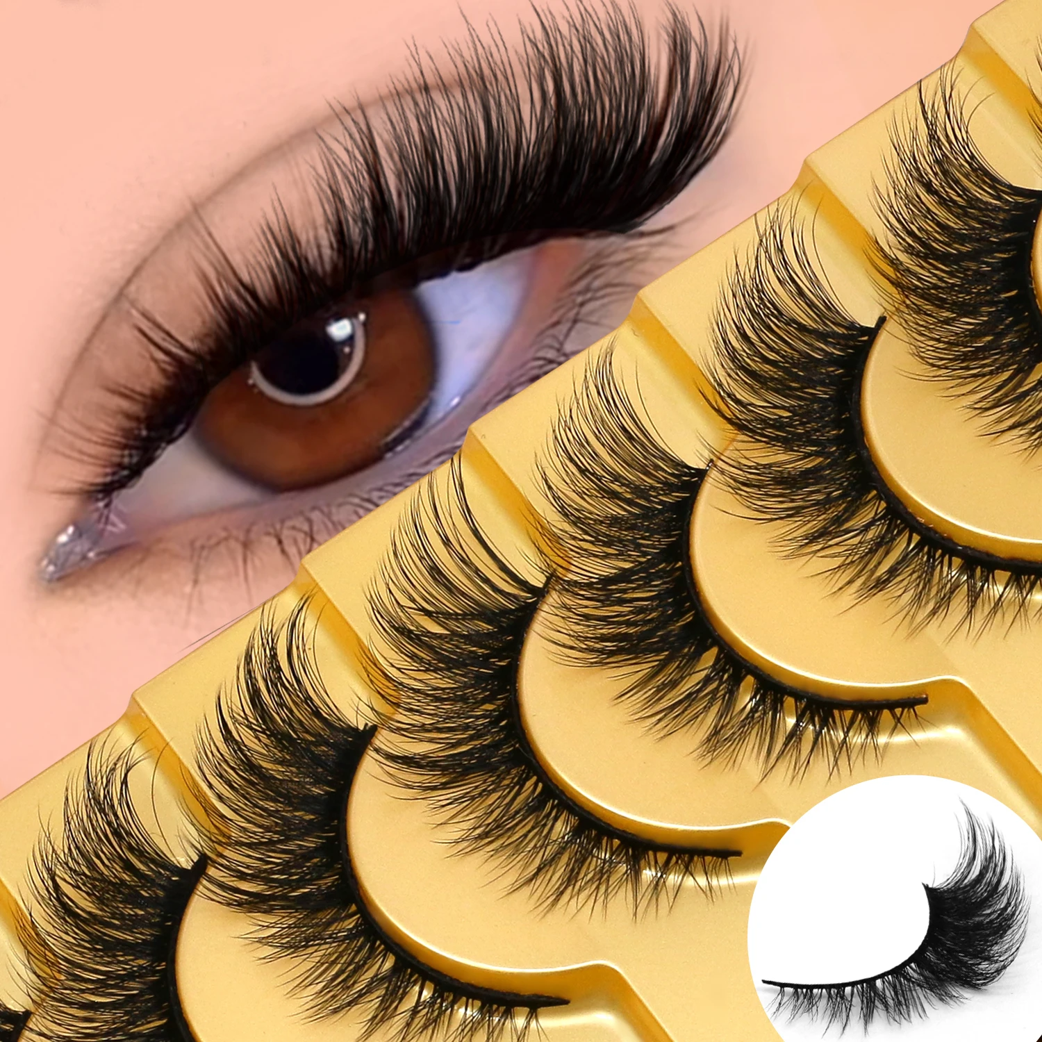 Lasvirey Katzenaugen-Wimpern, flauschig, dick, künstliche Wimpern, weich, 5D, flauschig, Volumen-Wimpern, verlängert, künstliche Nerz-Wimpern, Make-up