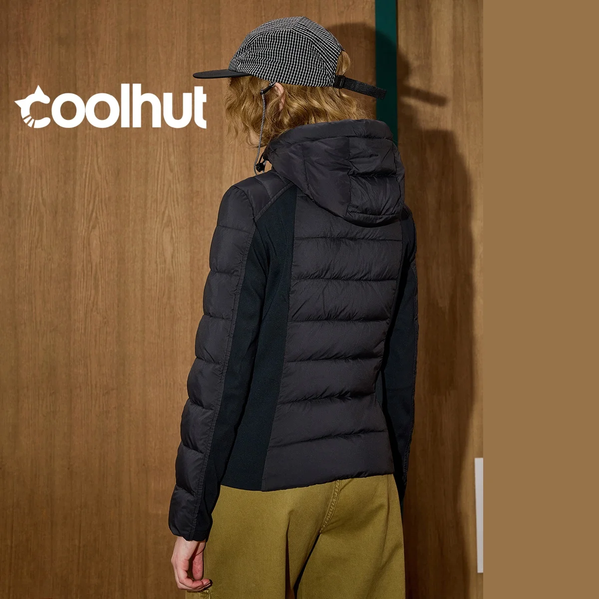 2025年冬 レディース 90%ダウン フード付きパーカー スリムフィット ウエストシェイプ パファージャケット 軽量 キルティングジャケット パネルデザイン テーラードコート