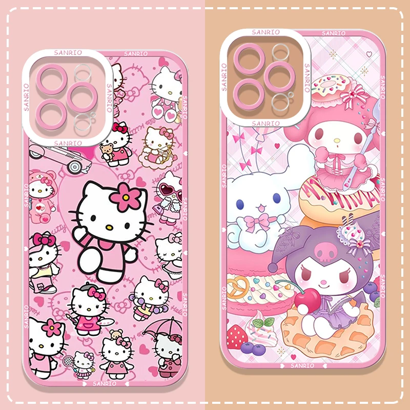 Cartoon Sanrio Hello Kitty Cinnamoroll Kuromi Phone Case for Samsung Galaxy S20 S21 S22 S23 S24FE Plus Ultra 5G Soft Clear Cover