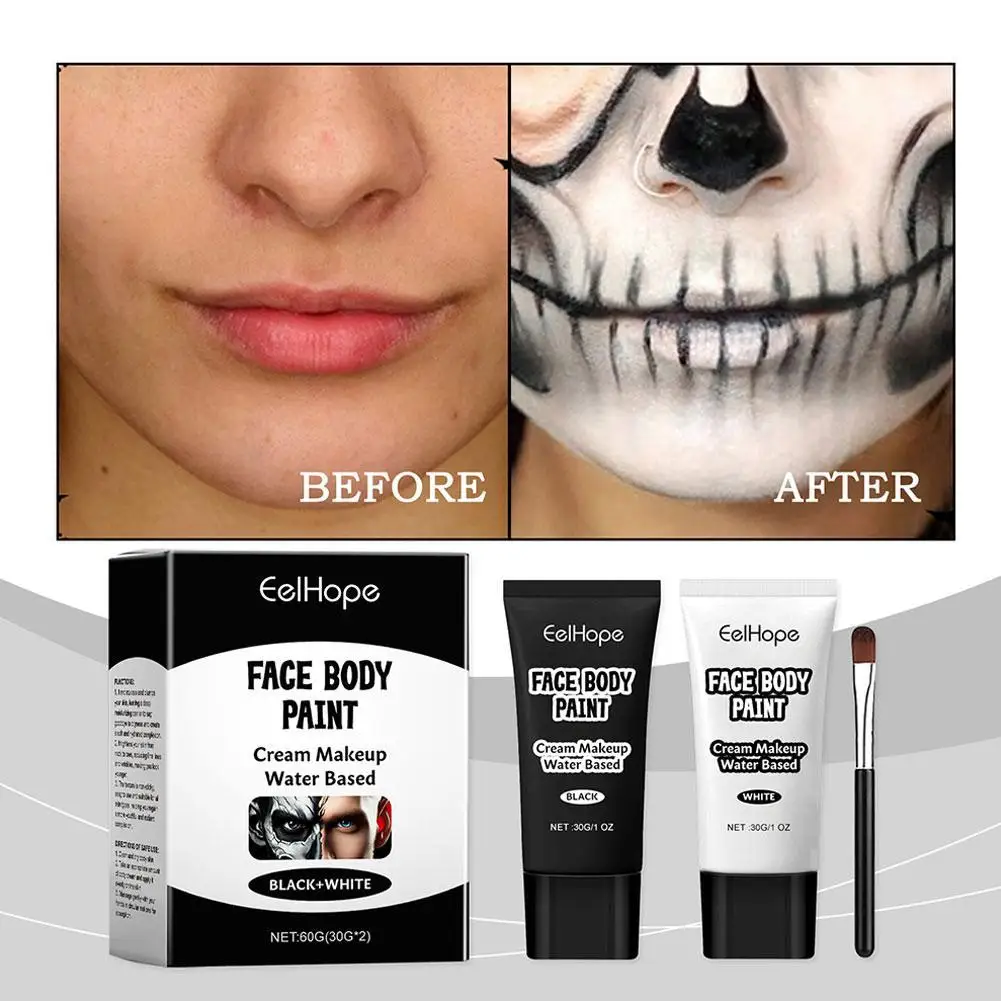 Witte Make-up Foundation Crème Concealer Halloween Cosplay Make-up Blijvende Crème Cosmetica Halloween Gezicht Lang Gezicht Wit