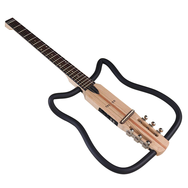 Stock Foldable 6 String Silence Acoustic Guitar 34 Inch Silent Electric Folk Guitar Full Canada Maple Wood Body