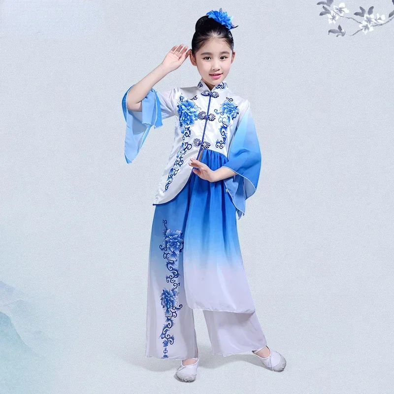 

Girls Yangko Dance Classical National Costumes Traditional Hanfu Clothing Umbrella Folk Dance Fan Dance Performance Clothing