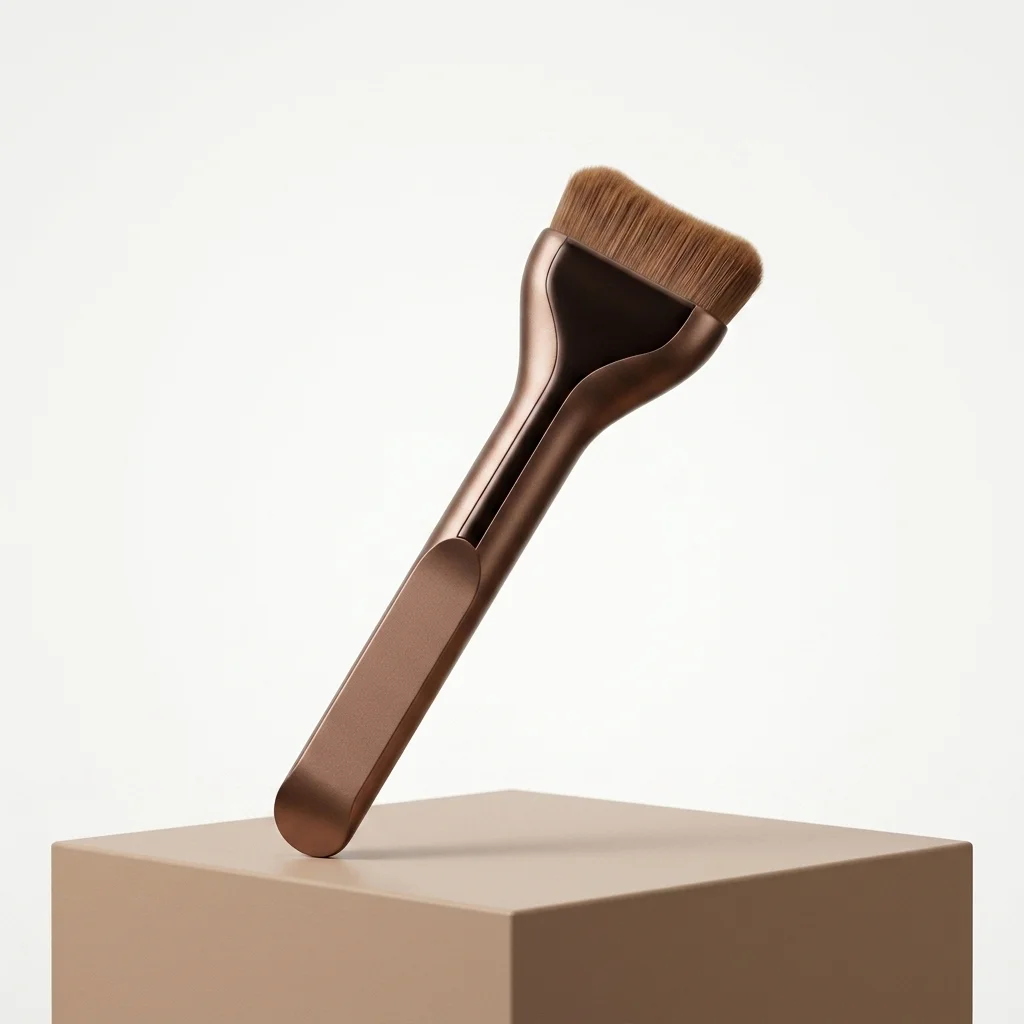 Professioneller Foundation-Pinsel mit Weichen Nylonborsten und Braunem Griff, Tragbares Reise-Make-up-Tool für BB Cream, Flüssigpuder