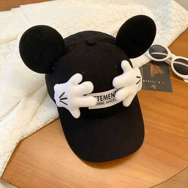 جديد ديزني قبعة آذان ميكي غطاء الوجه تصميم الصيف التظليل لطيف الكرتون السفر موضة واسعة قبعة لها حواف الأبوة والأمومة عشاق هدية #4