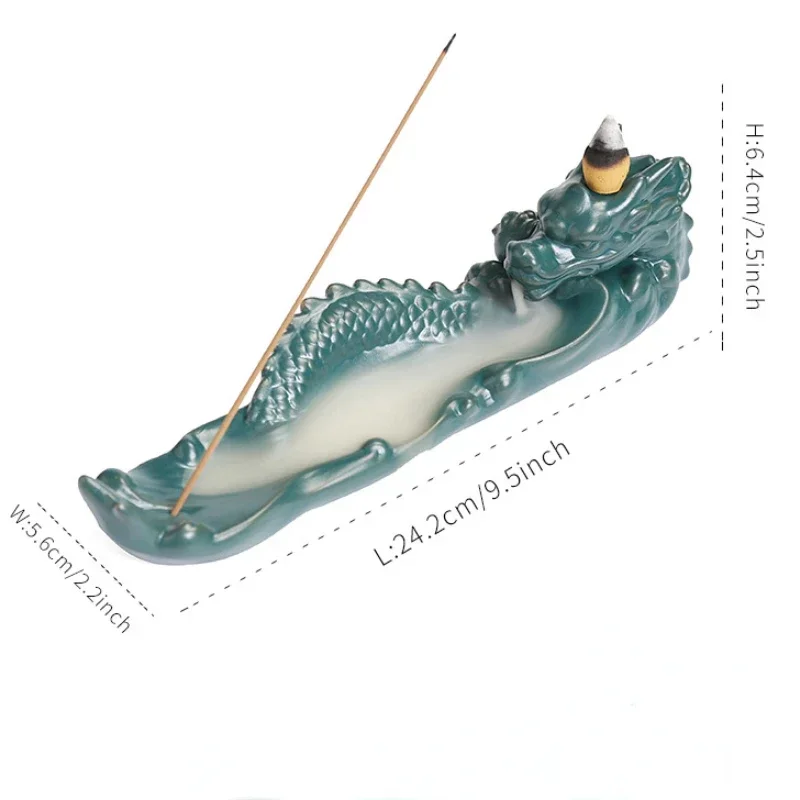 1pc Ceramic Incense Burner with Dragon and Cloud Design Backflow Incense Holder for Home Decoration  (Without Incense）