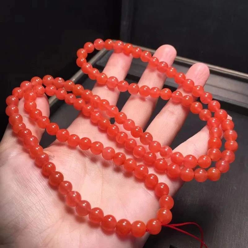 

Natural Liangshan Southern Red Agate Beads Bracelet Color Rosy Beautiful Texture Super Good