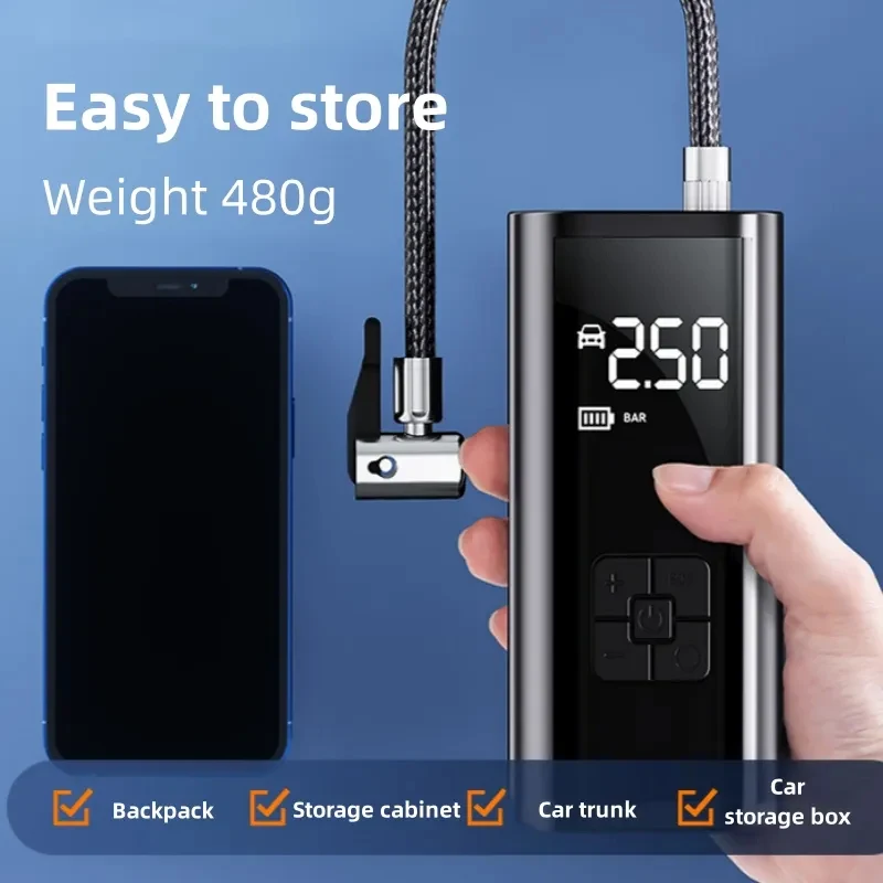 150PSI Car Air Pump Wired/Wireless Protable Car Air Compressor Tire Inflation Pump for Motorcycle Bicycle Car Tire Ball Inflator