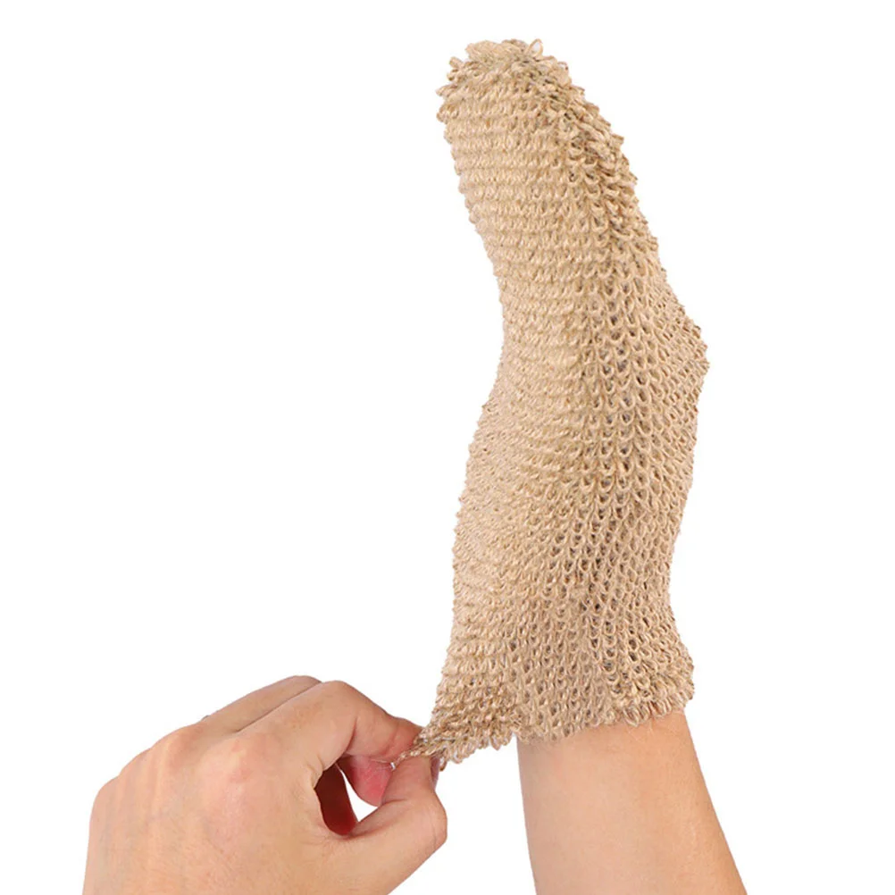 2pcs Bath Gloves Exfoliating Ramie Jute Body Scrub Mitt Reusable Machine Washable Dead Skin Remover For Back Arms Legs