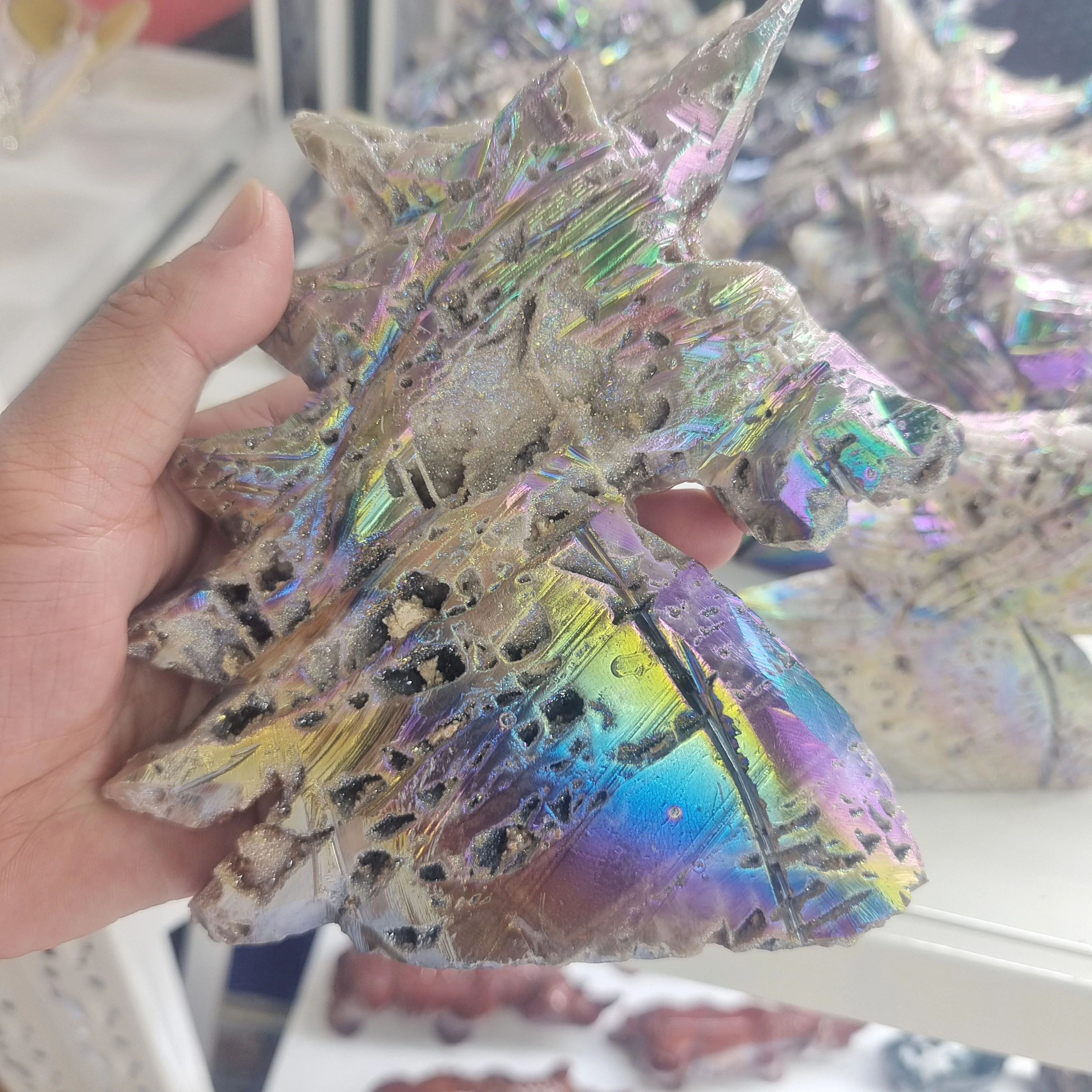

Natural Crystal Drusy Unicorn Electroplate Sphalerite Colorful Reiki Healing Quartz Crystal Stone Home Decor Office Decorative