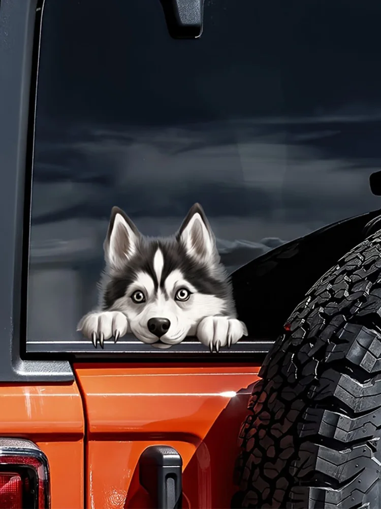 DK117 #   سيبيريا أجش الكلب سيارة الوفير ملصقات نافذة لسيارة شاحنة فان موضة الشارات مادة الفينيل ملصقات الإبداعية