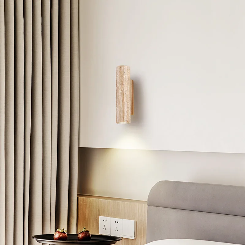 

Wabi Sabi Designer Wall Lamps Travertine Glow From Top and Bottom Wall Light Bedroom Bedside Corridor Stairs Indoor Art Fixtures