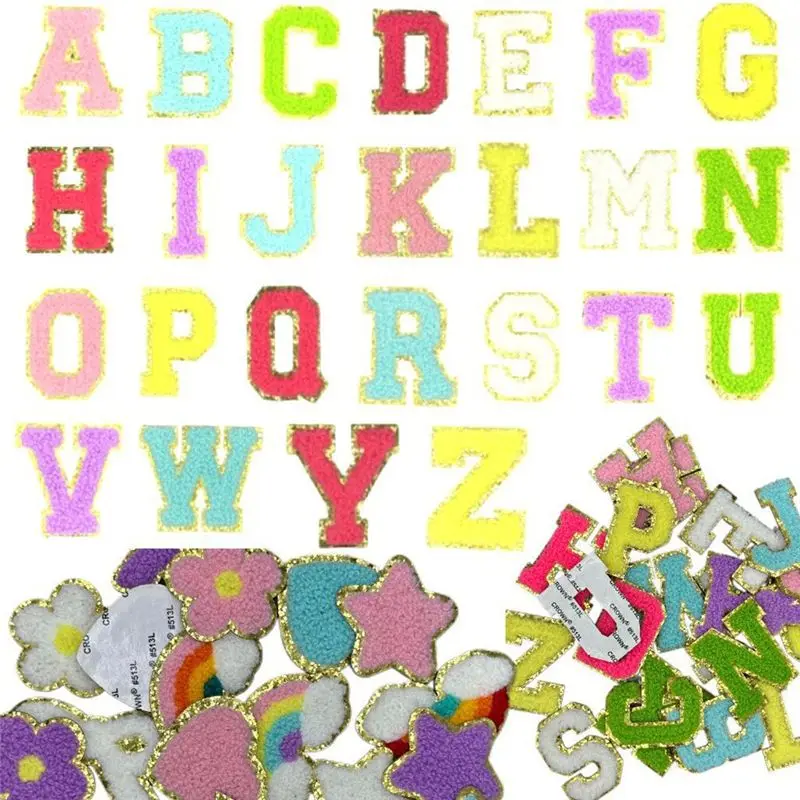 Letter Patches Self-Adhesive For Backpacks: 75PCS Stick On Varsity Letter Patches Cute Star Heart For Clothing Hats Bags