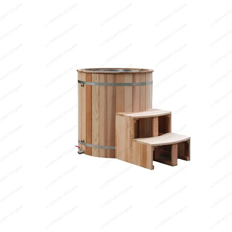 Hot steam room, outdoor firewood bathing hot water bucket, ice maker, cooling cold water wooden bucket ice bucket
