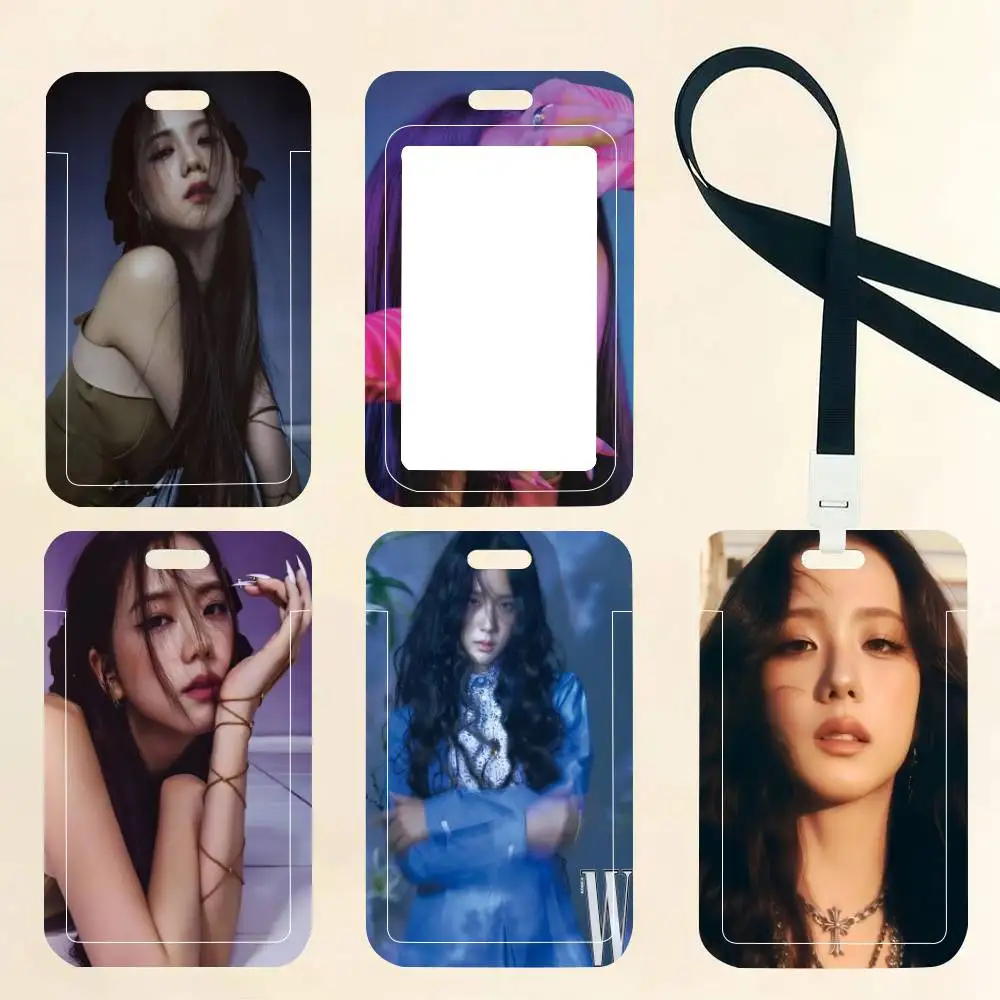 

kpop J-jisoo Kim Jisoo ID Card Holder Neck Strap Pendant Door Badge Holder Lanyards Keychain Work Credential Case Gift