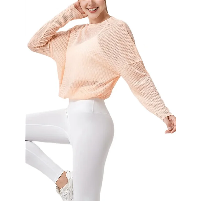 

ASDS-Womens Sheer Long Sleeve Mesh Top Crewneck Long Sleeve Loose See Through Workout Shirt Blouse