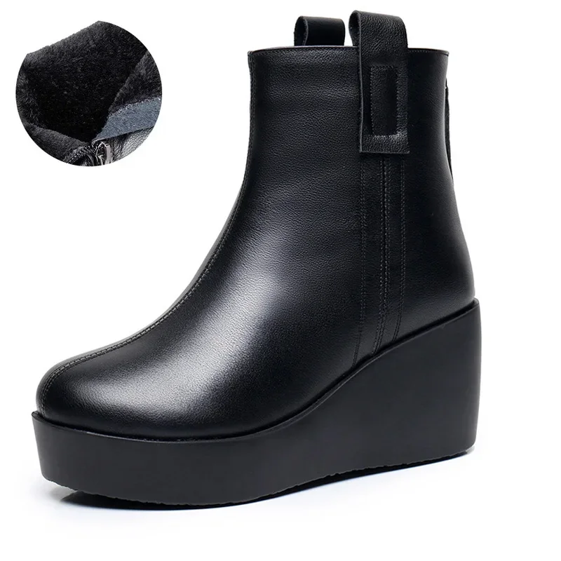 Big Size 42 Brand Design Ladies Wedges High Heels Ankle Boots Fashion Zip Goth Platform women\'s Boots Party Punk Shoes Woman