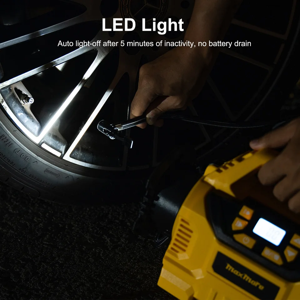 Compresor De Aire Inalámbrico 18V-21V – Compatible Con Baterías DeWalt/Milwaukee, 160 PSI Con Pantalla LCD