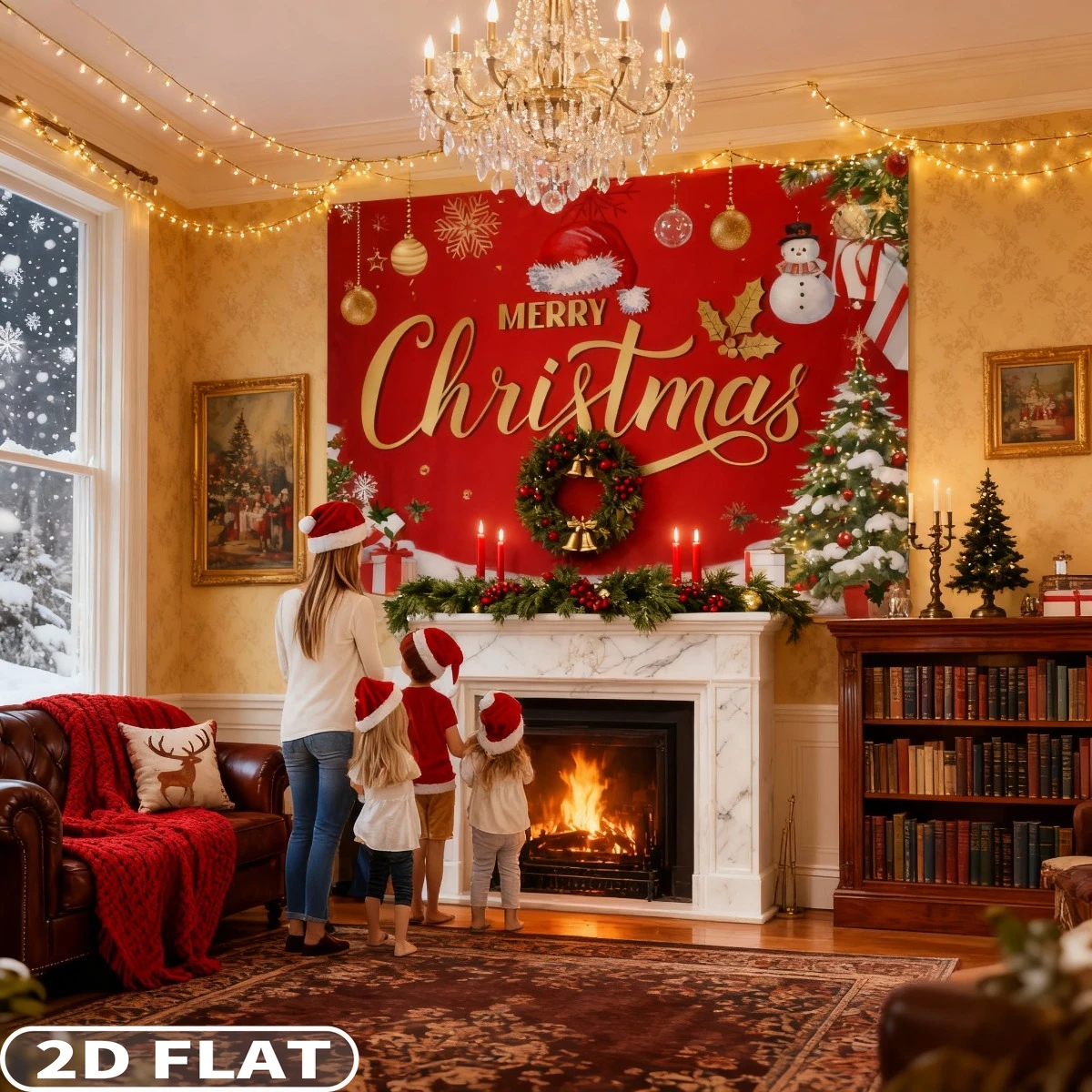 1pc Merry Christmas Tapestries, Wall Carpets Banner Backdrop, Snowman Party Supplies, Polyester Xmas Holiday Happy New Year Sign