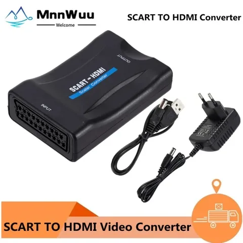MnnWuu 1080P SCART - HDMI-совместимый видео-аудио конвертер-адаптер для HD TV DVD для Sky Box STB Plug and Play DC-кабель скарт купить - №3
