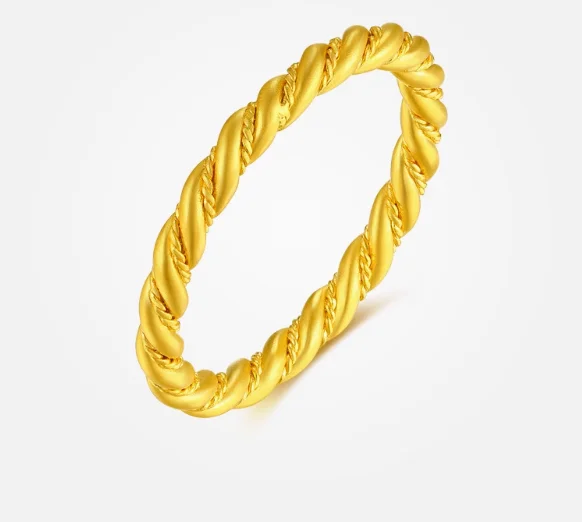 24k pure gold wedding rings for women fine gold finger ring christmas gift 2mm twisted rings