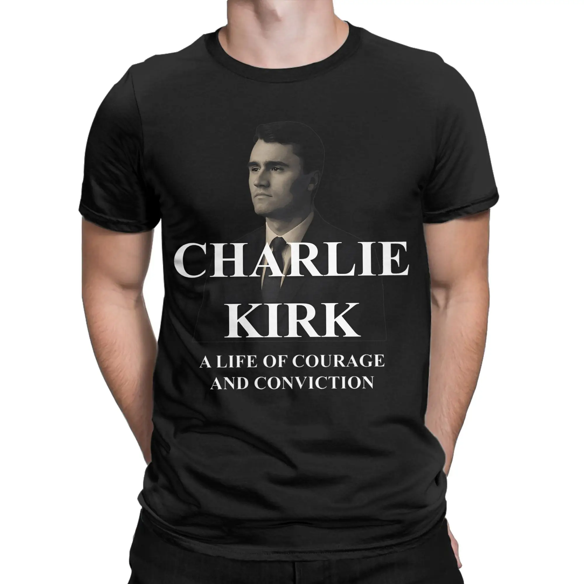 

Men's Charlie Kirk Freedom T Shirt Pure Cotton Tops Novelty Short Sleeve Round Collar Tee Shirt 4XL 5XL T-Shirts