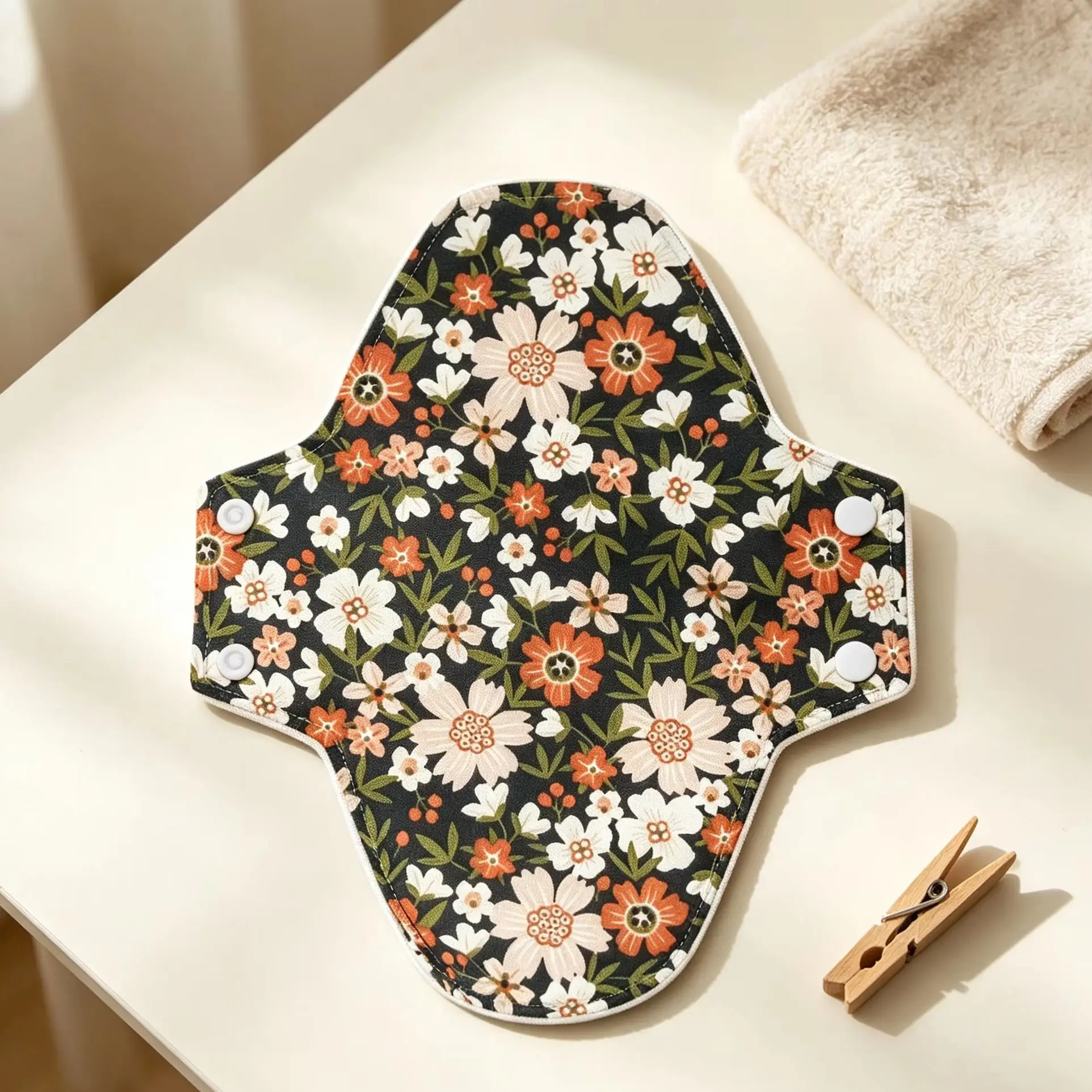 5pcs Reusable Printed Graphene Sanitary Pads Washable Waterproof Comfortable Skin-friendly Menstrual Pads