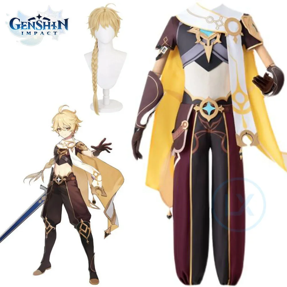 

Anime Genshin Impact Traveler Paimon Cosplay Costume Game Suit Uniform Halloween Outfit For Women Men Cosplay Wig