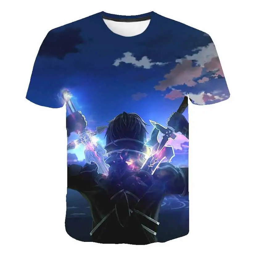 Anime 3D-printed Sword Art Online T-shirt Streetwear Men's and Women's Casual Fashion Game T-shirt Harajuku Hip-hop Clothing 6XL