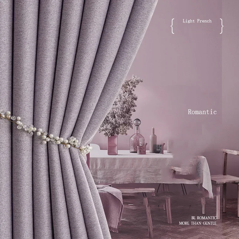 Custom Size Luxury Custom Full Sunshade Purple Curtains  for Living Dining Room Bedroom Curtains Drapes Simple White Tulle