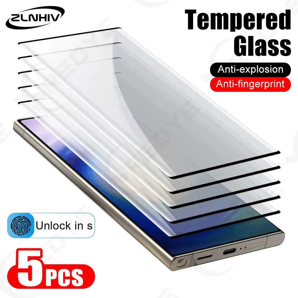 5Pcs Tempered Glass Smartphone For Samsung S25 Ultra S24 Plus Protective Film S23 S22 S21 S20 Phone Screen Protector S10 Note 20