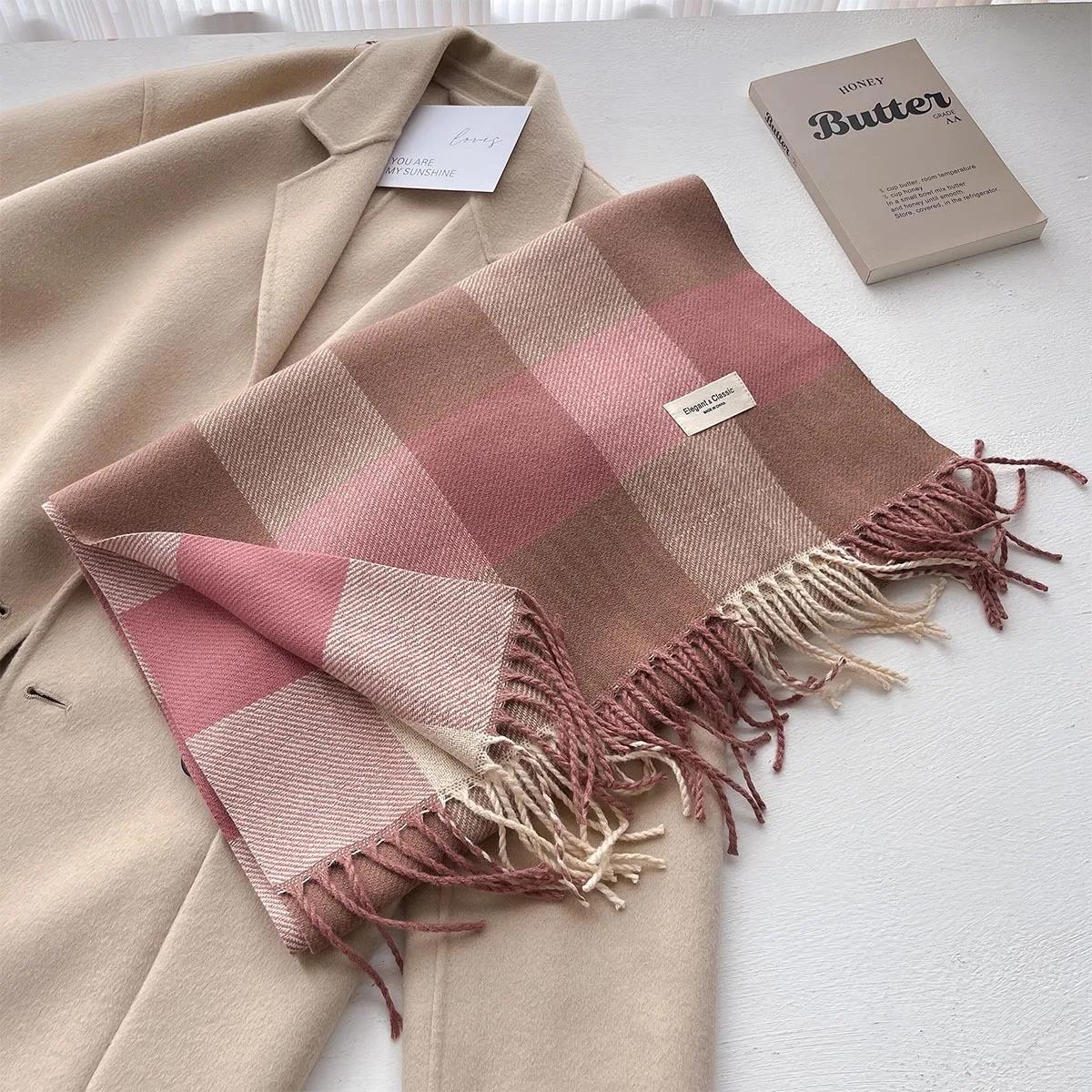 Luxury Winter Thick Warm Scarf Women Cashmere Shawl Plaid Wraps Pashmina Neckerchief Bufanda Female Long Tessel Blanket Echarpe