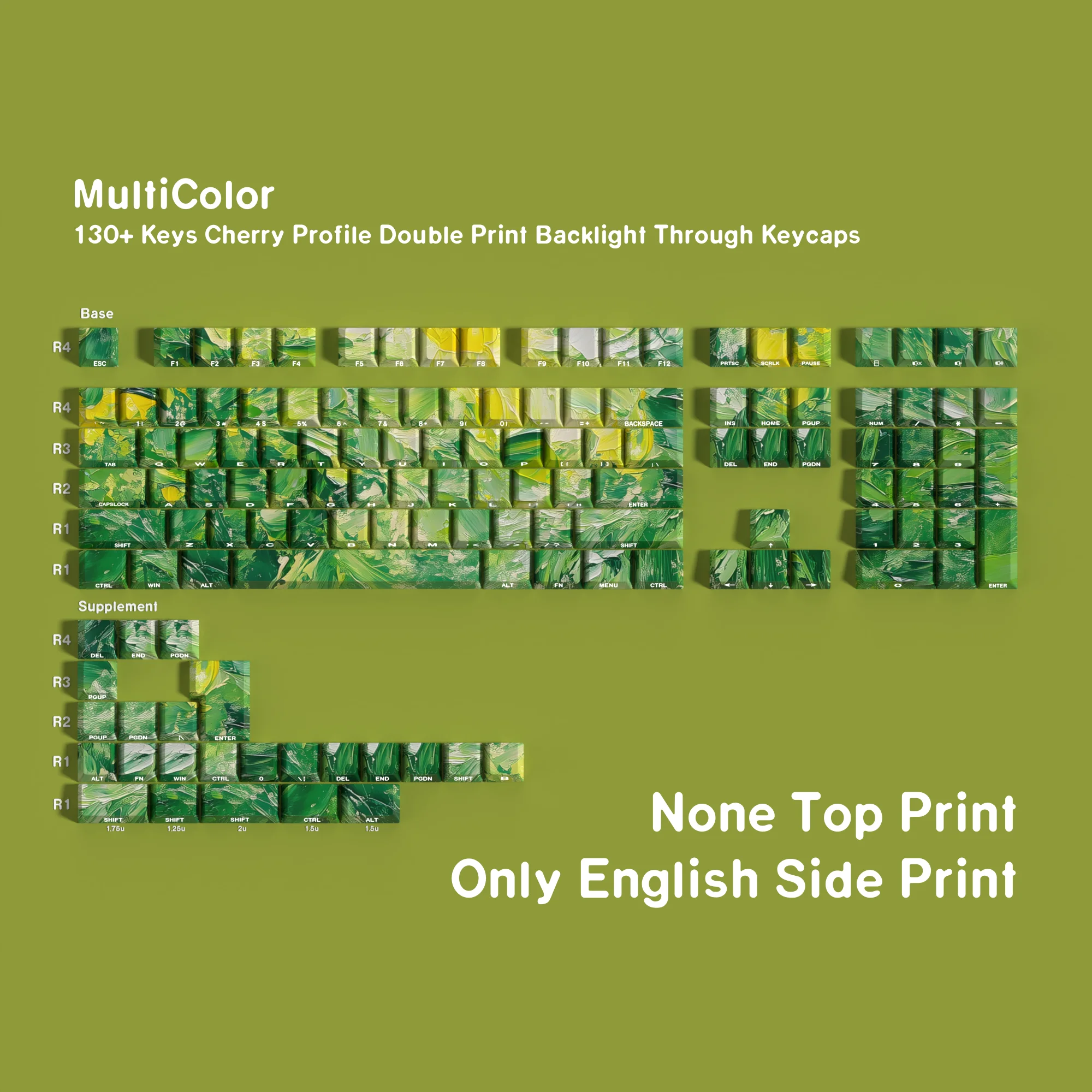 PBT Cherry Keycaps Oil Painting Multicolor ISO German French Spanish Korean Keycap Custom For Gaming Mechanical Keyboard Hi98