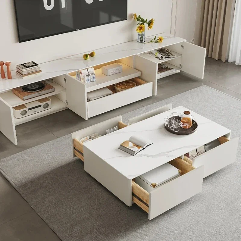 Living Room Combination Style Advanced Storage Nordic Modern TV Stands Cabinet Coffee Table Home Collection Integrated Furniture