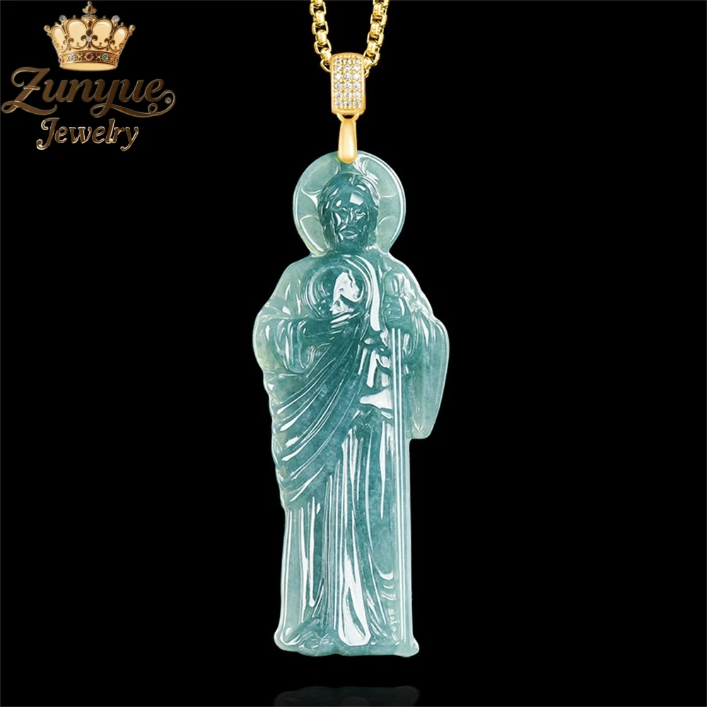 

Genuine Natural A-grade Jadeite Blue Water Saint Jude Datt Jade Pendant Luxury Quality Jewelry Fashion Jewelry Exquisite Charms