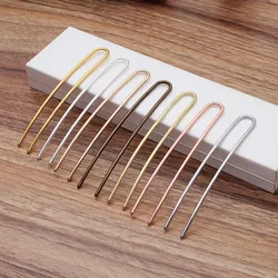 5pcs/Lot 100x3mm Metal Hairpin Hair Colets Clip Fork Jewelry For Women Vintage Tiara Aesthetic Accessories U Shape Pin Hairclip