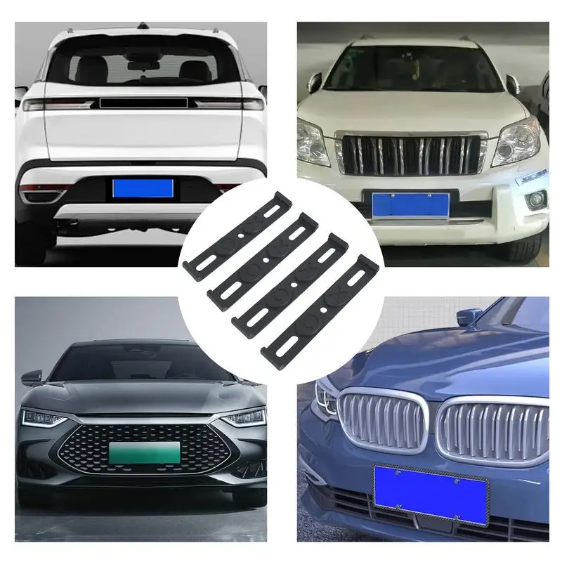 Frameless moldura da placa para frente e traseira Car Tags, montagem à prova de intempéries, 4pcs