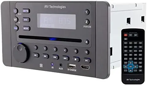 

Настенная аудиосистема IRV62 для автодомов с Bluetooth, HDMI ARC, DVD, USB, NFC, двухзонным управлением, управлением через приложение, FM/AM, цифровым звуком