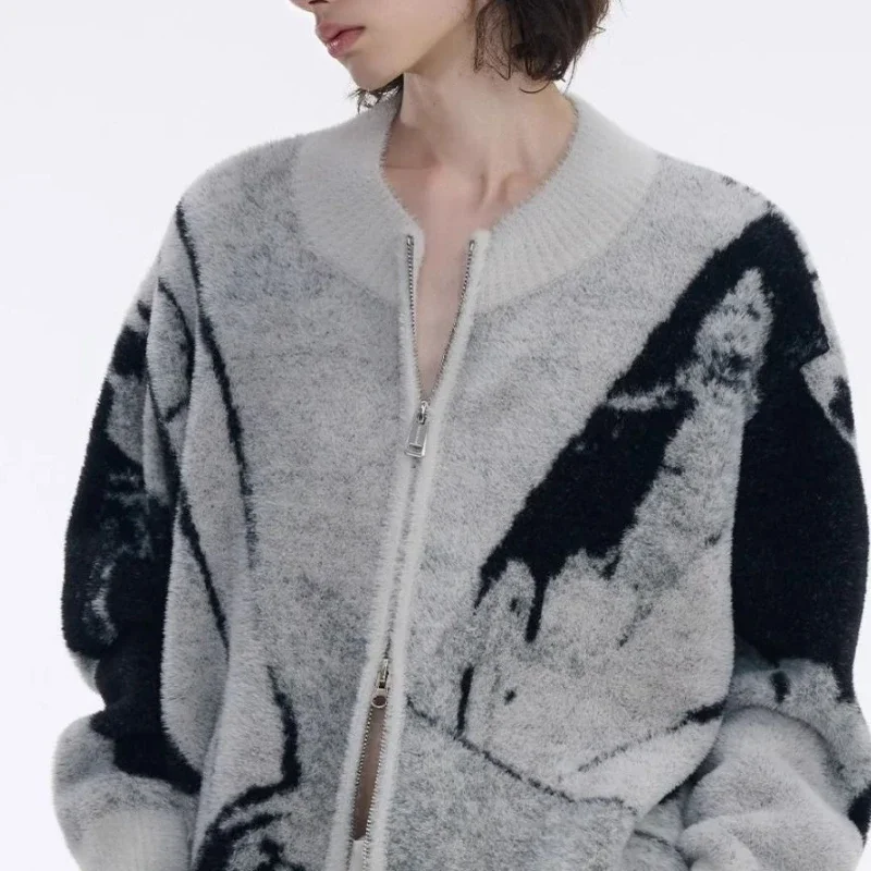 

American Retro Thorn Gradient Design Trendy Cardigan Trendy High-end Lazy Sweater Sweater Jacket Autumn