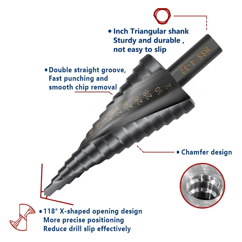 Imagem -05 - Broca de Metal Xcan-step Broca de Metal 412 20 32 mm 630 mm Broca Cone Hss Cobalto Cortador de Madeira e Metal Ferramenta de Perfuração