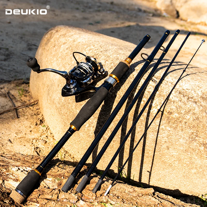 DEUKIO 1.8/2.1m Carbon Spinning Combo, Ultralight Rod with 5.2:1 Reel, 8KG Max Drag Sensitive Fishing Set for Fresh/Saltwater