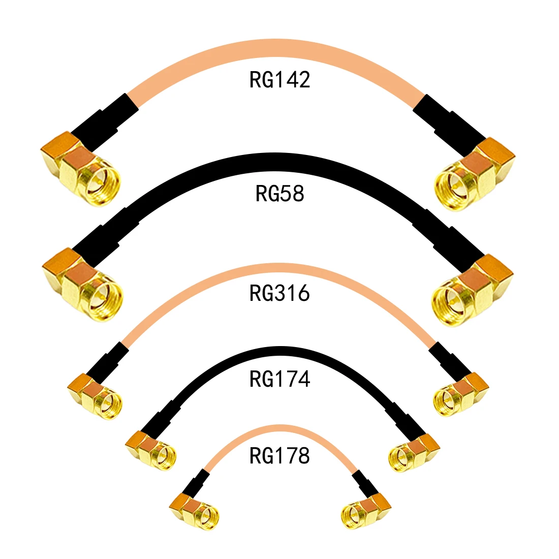 Nowy przełącznik kątowy SMA męski wtyczka SMA 90 stopni kabel połączeniowy RG316 RG174 RG58 hurtownia szybka wysyłka 15CM/40CM/100CM Adapter