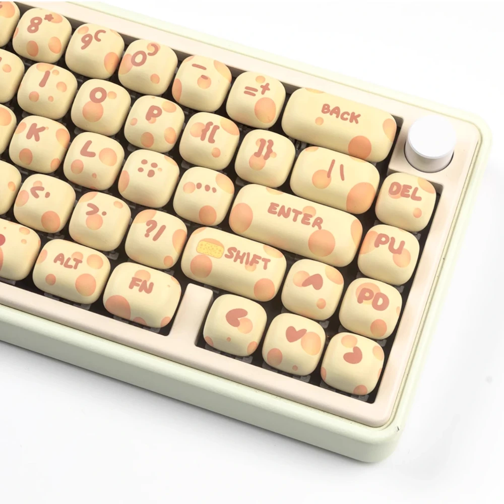 MOG Cute Cheese Theme Keycaps 133 Keys PBT Thermal Sublimation Customized Keyboard Keycap Light Yellow Ergonomic Key Caps Gifts