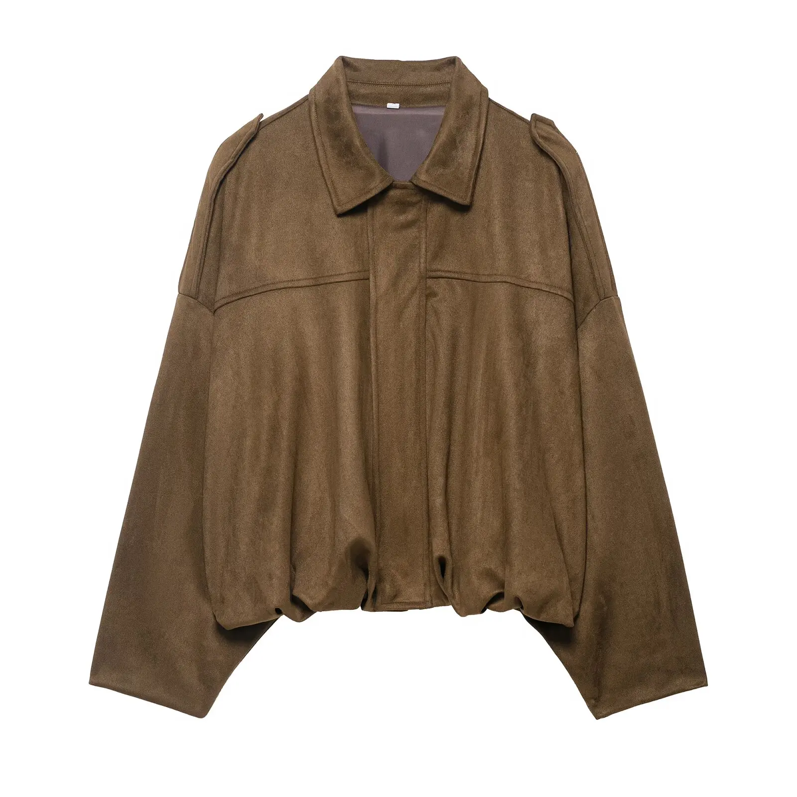 JNLEAOG Pilota da donna Jaet effetto pelle scamosciata Capispalla Autunno Nuovo Sle Caldo poliestere Lungo Sve ort Cappotto Chiusura con cerniera