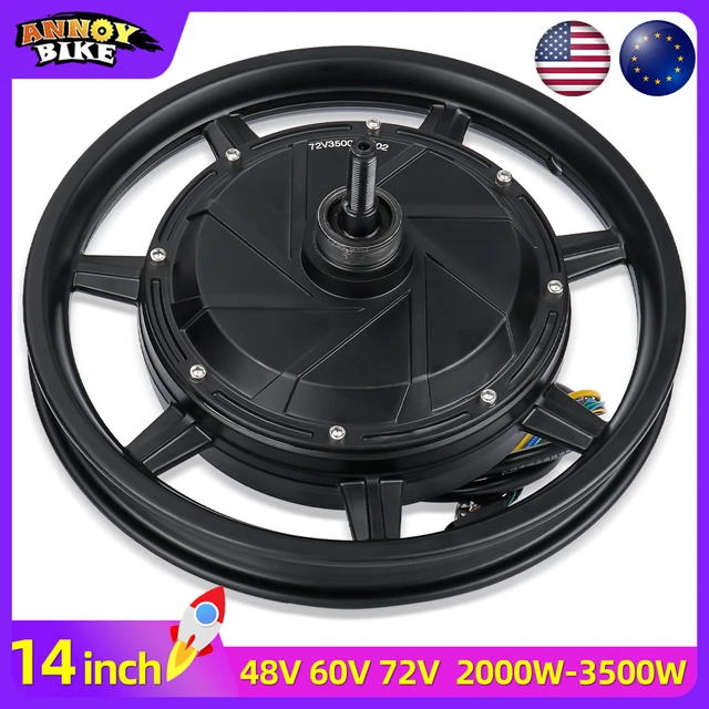 14 inch Electric Bicycle Hub Motor Wheel 48V 60V 72V 1500W 3500W 120KM H Ebike Brushless High Speed 1200RPM Scooter AliExpress